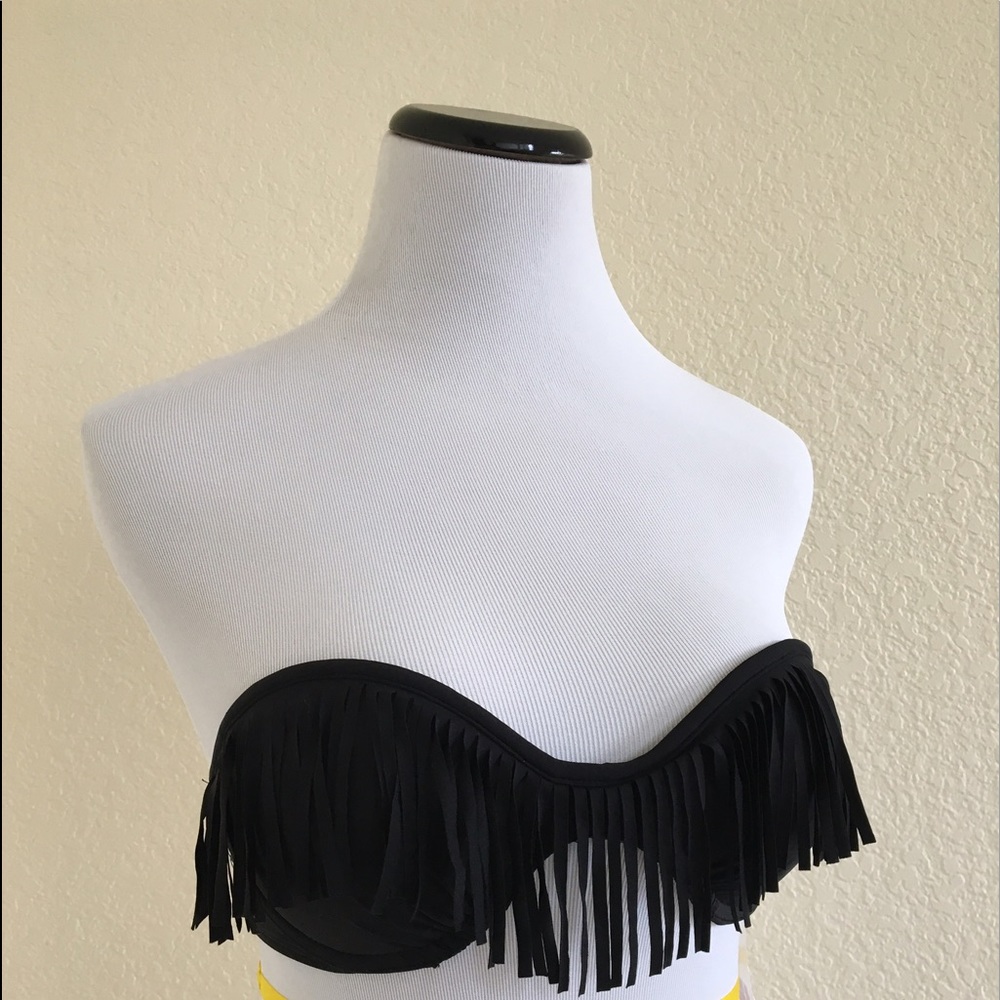 Arizona Black Tassel Tie Back Bikini Top